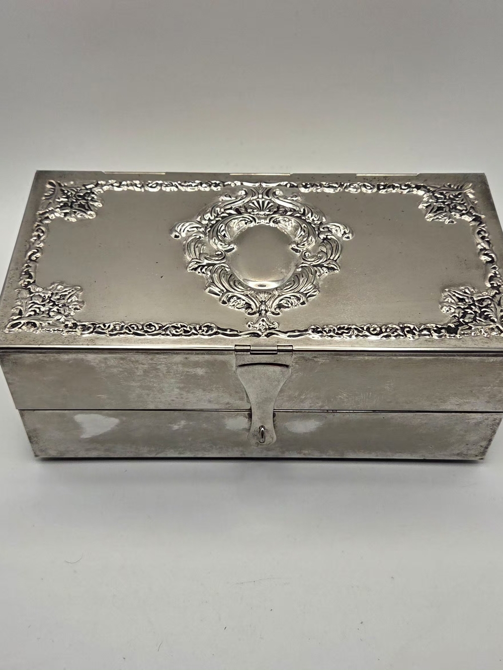 Vintage Godinger Silver Plated Jewelry Box, Ornate Baroque Trinket Casket, Black